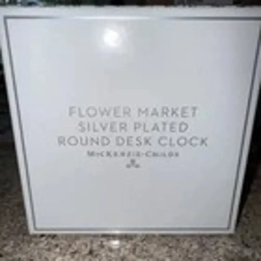 NEW Mackenzie Childs Flower Market Silver Plated Round Desk Clock - Picture 4 of 5